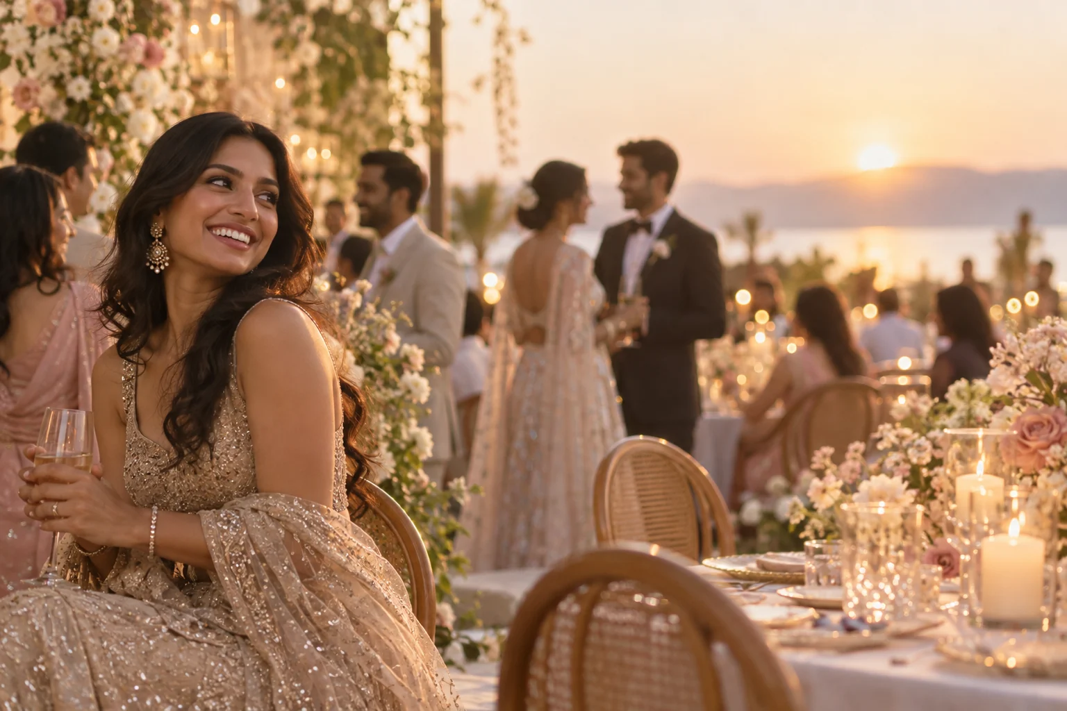 Guests enjoying a wedding reception