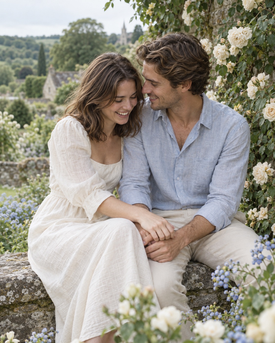 Charlotte & James in the garden
